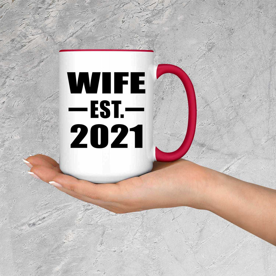 Wife Established EST. 2021 - 15oz Accent Mug Red