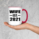 Wife Established EST. 2021 - 15oz Accent Mug Red