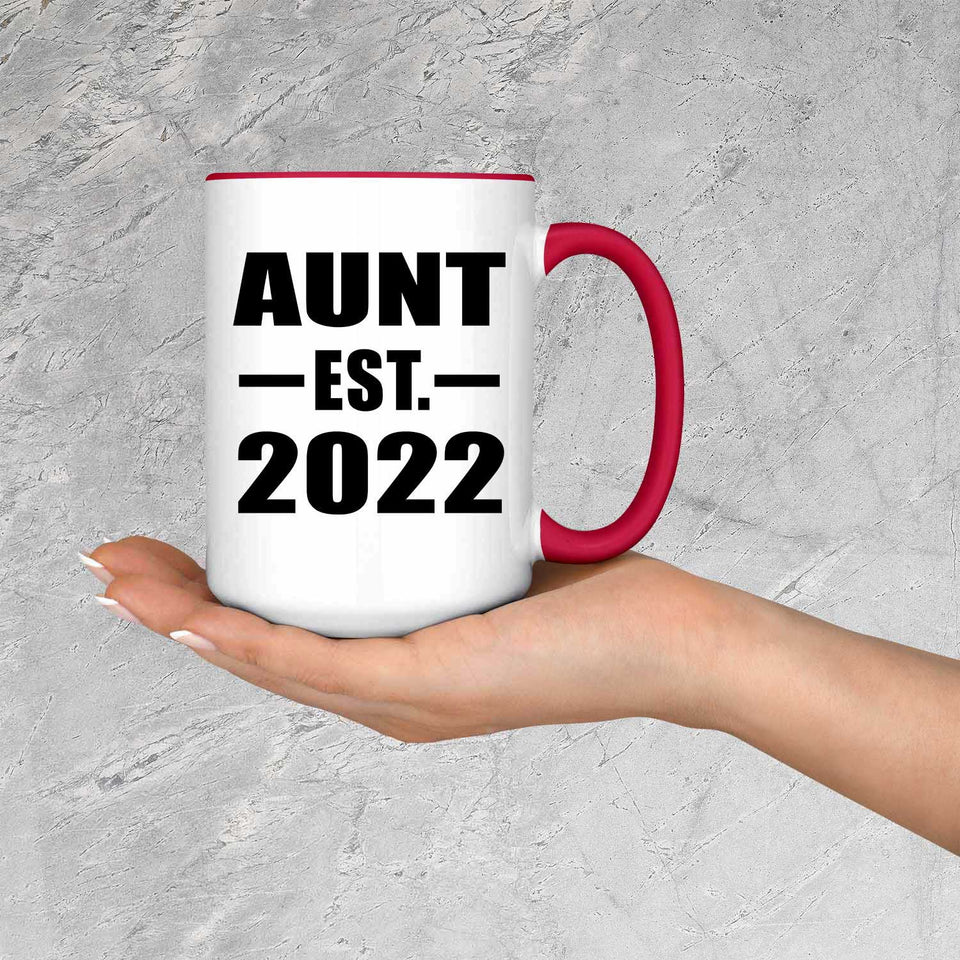 Aunt Established EST. 2022 - 15oz Accent Mug Red