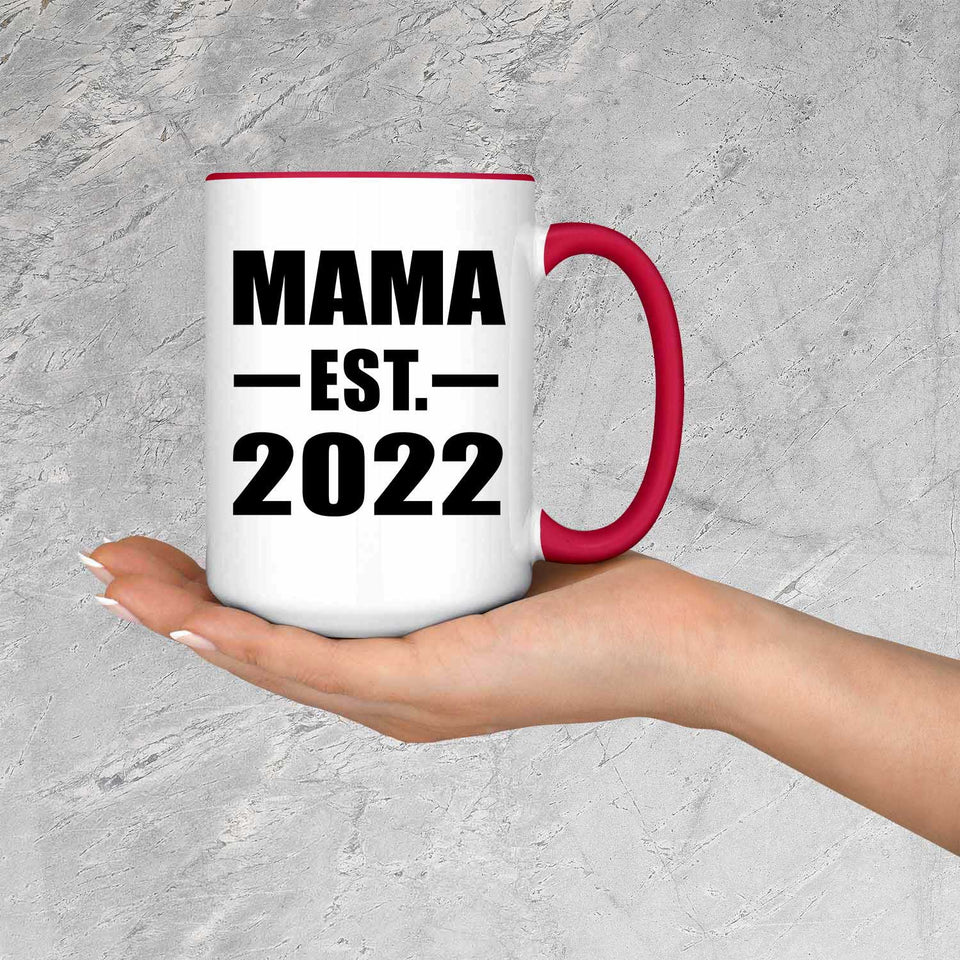 Mama Established EST. 2022 - 15oz Accent Mug Red