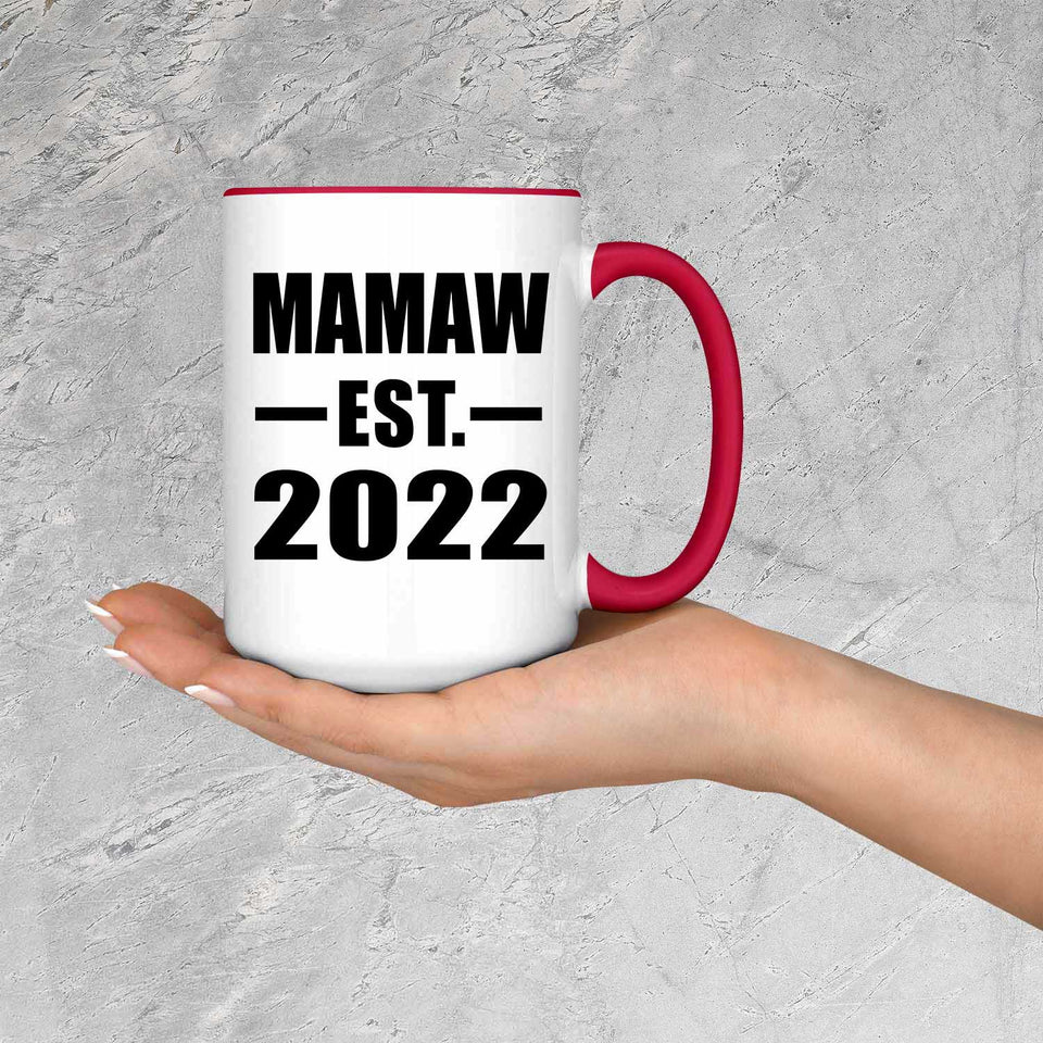 Mamaw Established EST. 2022 - 15oz Accent Mug Red