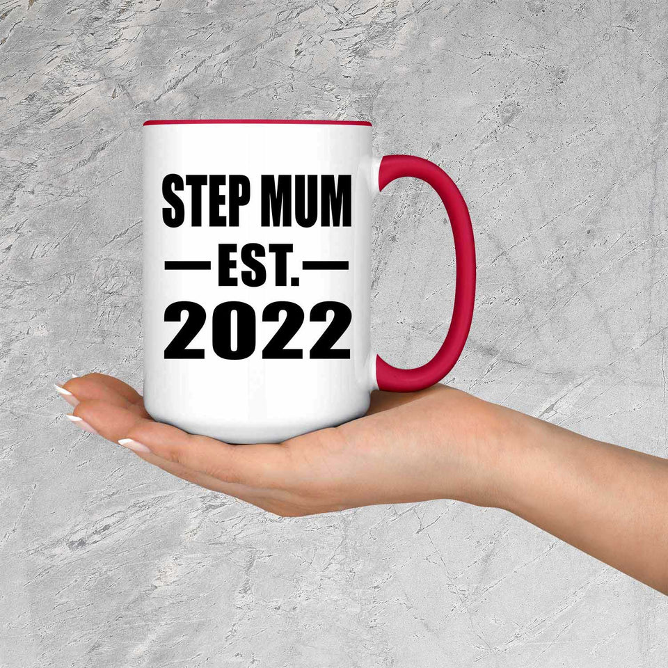 Step Mum Established EST. 2022 - 15oz Accent Mug Red