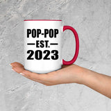 Pop-Pop Established EST. 2023 - 15oz Accent Mug Red