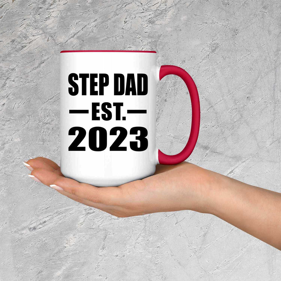 Step Dad Established EST. 2023 - 15oz Accent Mug Red