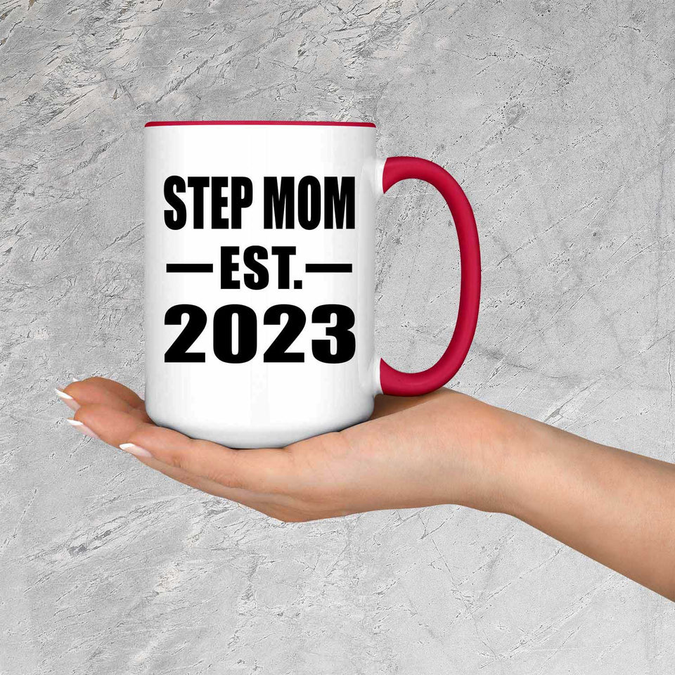 Step Mom Established EST. 2023 - 15oz Accent Mug Red