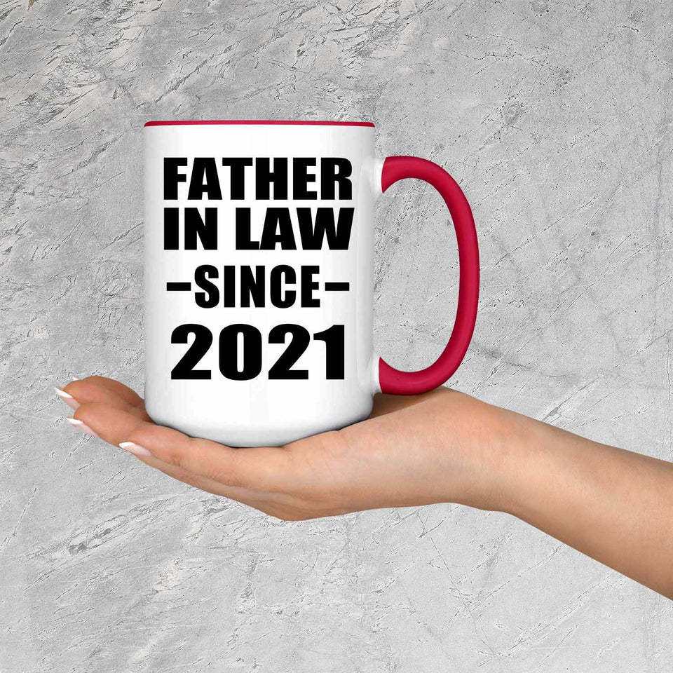 Father In Law Since 2021 - 15oz Accent Mug Red