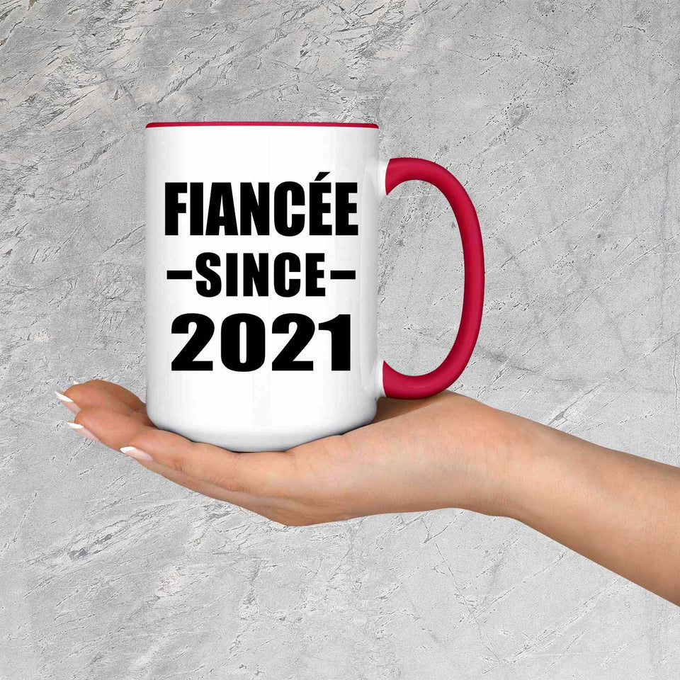 Fiancee Since 2021 - 15oz Accent Mug Red