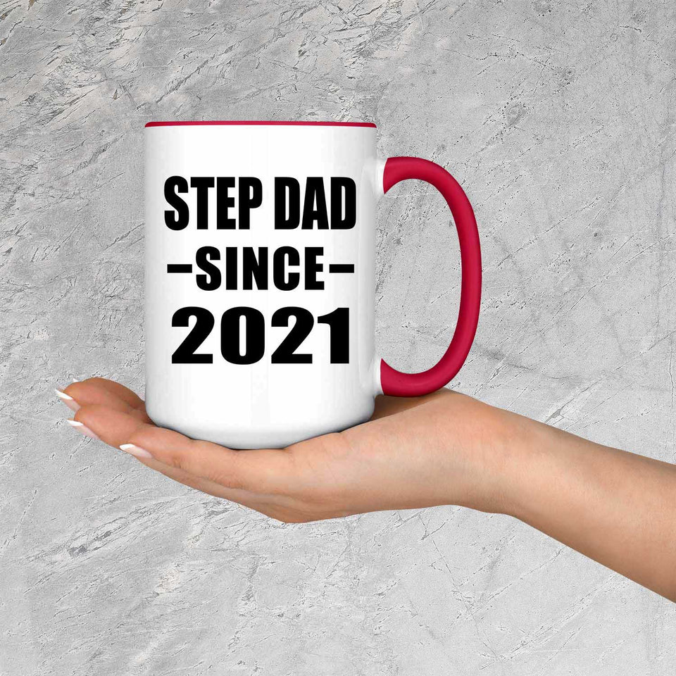 Step Dad Since 2021 - 15oz Accent Mug Red