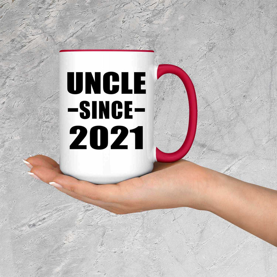 Uncle Since 2021 - 15oz Accent Mug Red