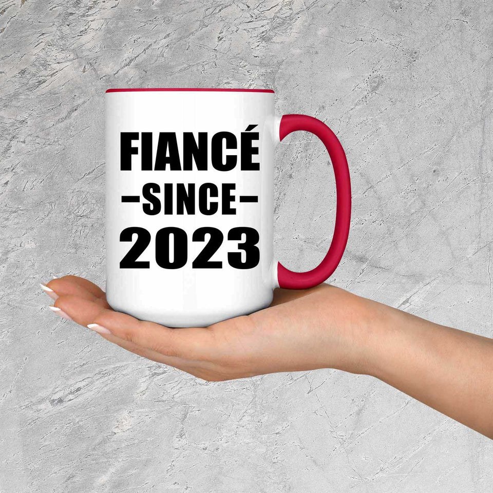 Fiance Since 2023 - 15oz Accent Mug Red