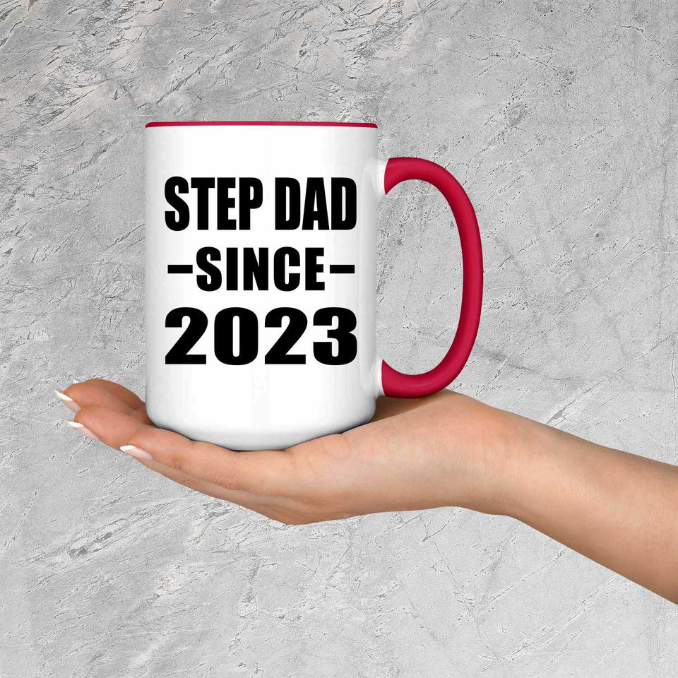 Step Dad Since 2023 - 15oz Accent Mug Red