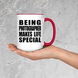 Being Photographer Makes Life Special - 15oz Accent Mug Red