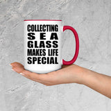 Collecting Sea Glass Makes Life Special - 15oz Accent Mug Red
