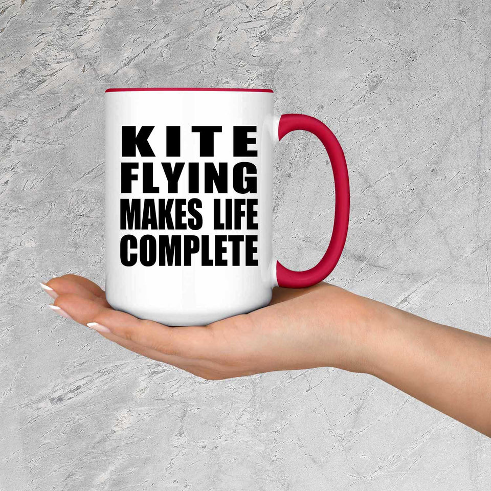 Kite Flying Makes Life Complete - 15oz Accent Mug Red
