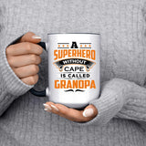 A Superhero Without Cape is Called Grandpa - 15oz Accent Mug Black
