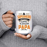 A Superhero Without Cape is Called Papa - 15oz Accent Mug Black