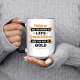 Children Are Rainbow Of Life, Grandchildren Are Pot Of Gold - 15oz Accent Mug Black