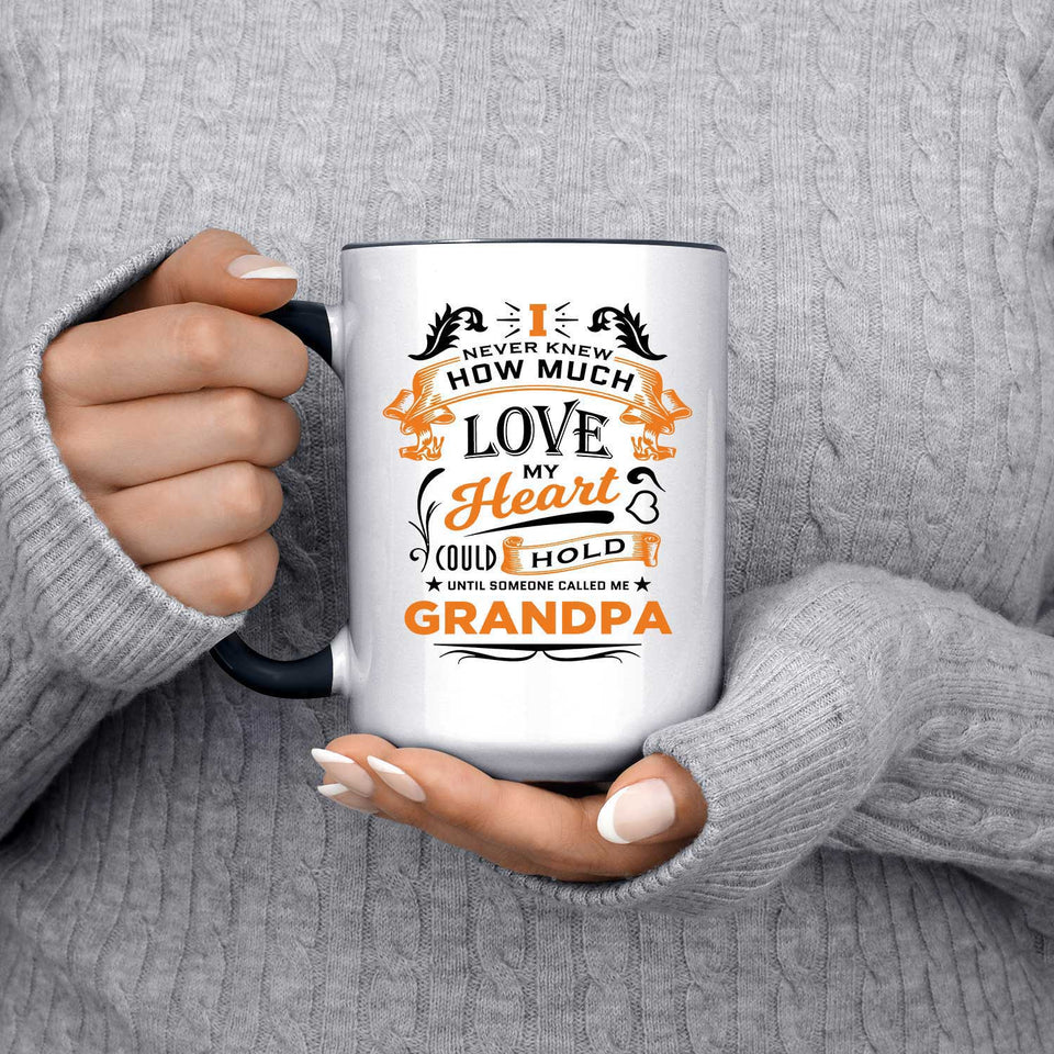 How Much Love Could Hold Until Called Me Grandpa - 15oz Accent Mug Black