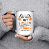 How Much Love Could Hold Until Called Me Grandpa - 15oz Accent Mug Black