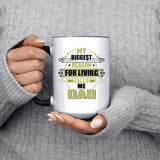 My Biggest Reason For Living Calls Me Dad - 15oz Accent Mug Black