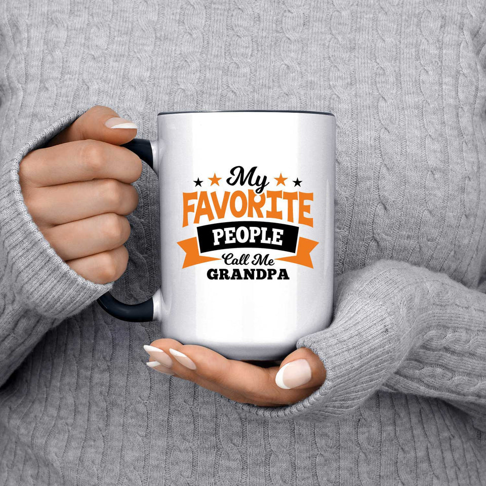 My Favorite People Call Me Grandpa - 15oz Accent Mug Black