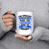 The Smallest Hands Make The Biggest Mark On Dad's Heart - 15oz Accent Mug Black