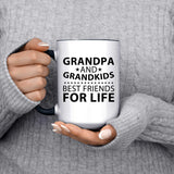 Grandpa and Grandkids, Best Friends For Life - 15oz Accent Mug Black
