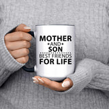 Mother and Son, Best Friends For Life - 15oz Accent Mug Black