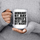 Archeologist By Day World's Best Dad By Night - 15oz Accent Mug Black