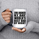 Civil Engineer By Day World's Best Dad By Night - 15oz Accent Mug Black