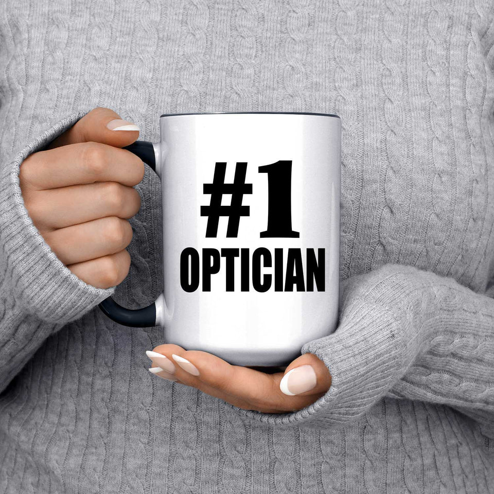 Number One #1 Optician - 15oz Accent Mug Black