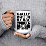 Safety Inspector By Day World's Best Dad By Night - 15oz Accent Mug Black
