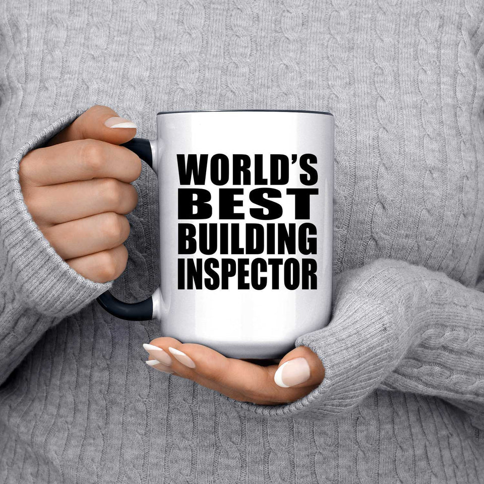 World's Best Building Inspector - 15oz Accent Mug Black