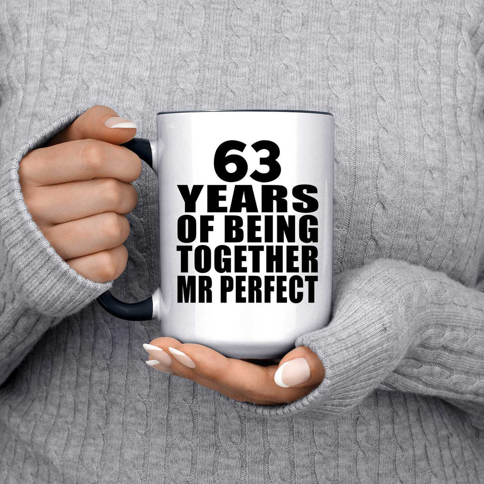 63rd Anniversary 63 Years Of Being Mr Perfect - 15oz Accent Mug Black