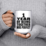 1st Anniversary 1 Year Of Being Mrs Perfect - 15oz Accent Mug Black