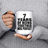 7th Anniversary 7 Years Of Being Mrs Perfect - 15oz Accent Mug Black