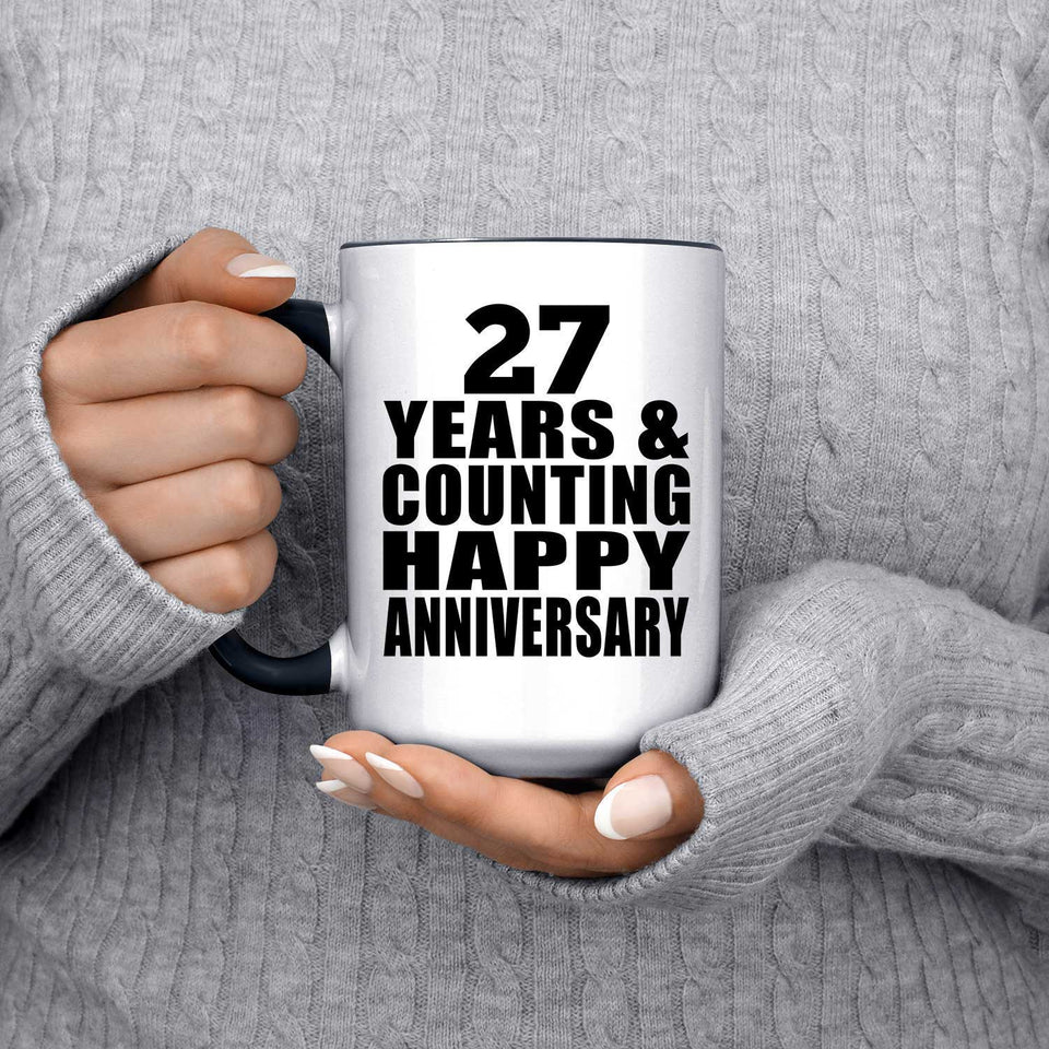 Happy 27th Anniversary 27 Years & Counting - 15oz Accent Mug Black