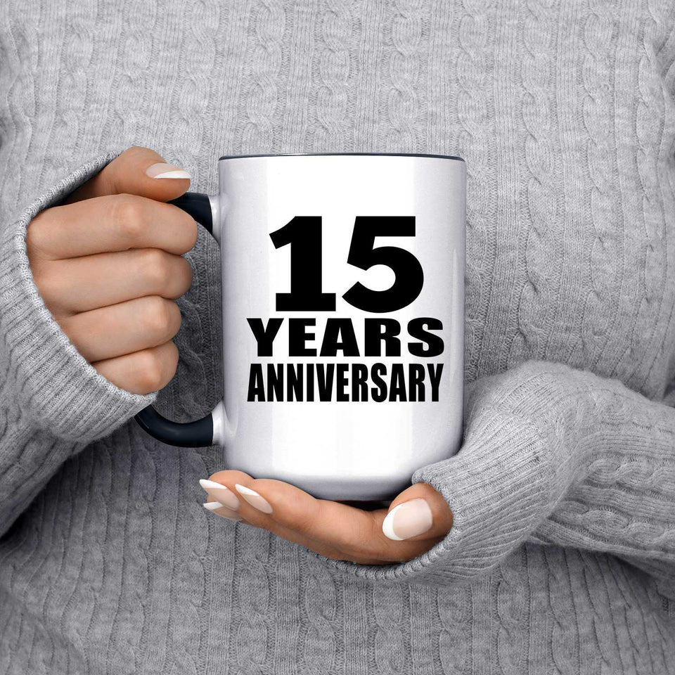 15th Anniversary 15 Years - 15oz Accent Mug Black