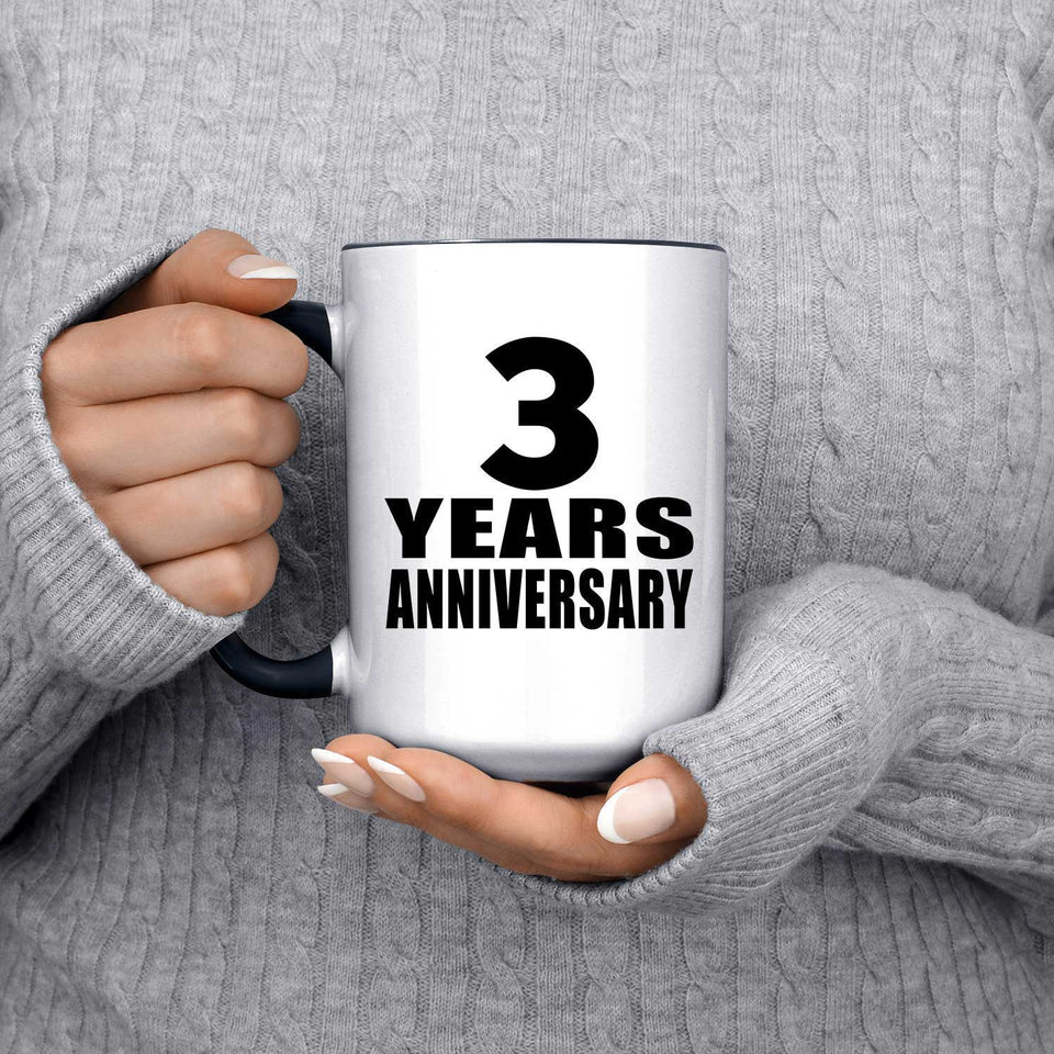 3rd Anniversary 3 Years - 15oz Accent Mug Black