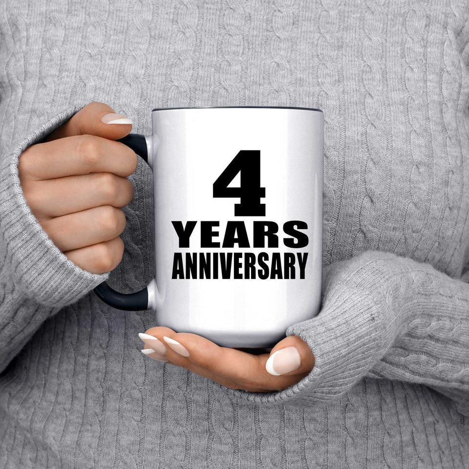 4th Anniversary 4 Years - 15oz Accent Mug Black