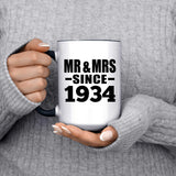 90th Anniversary Mr & Mrs Since 1934 - 15oz Accent Mug Black