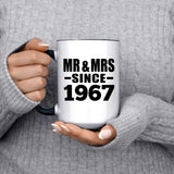 57th Anniversary Mr & Mrs Since 1967 - 15oz Accent Mug Black