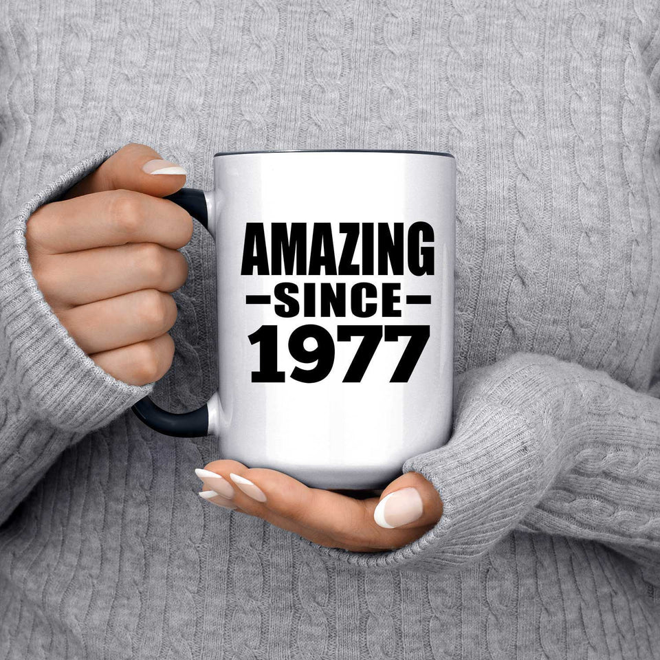 47th Birthday Amazing Since 1977 - 15oz Accent Mug Black