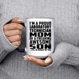 Proud Laboratory Technician Mom Of Awesome Son - 15oz Accent Mug Black