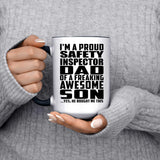 Proud Safety Inspector Dad Of Awesome Son - 15oz Accent Mug Black