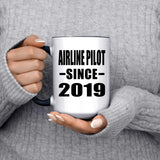 Airline Pilot Since 2019 - 15oz Accent Mug Black