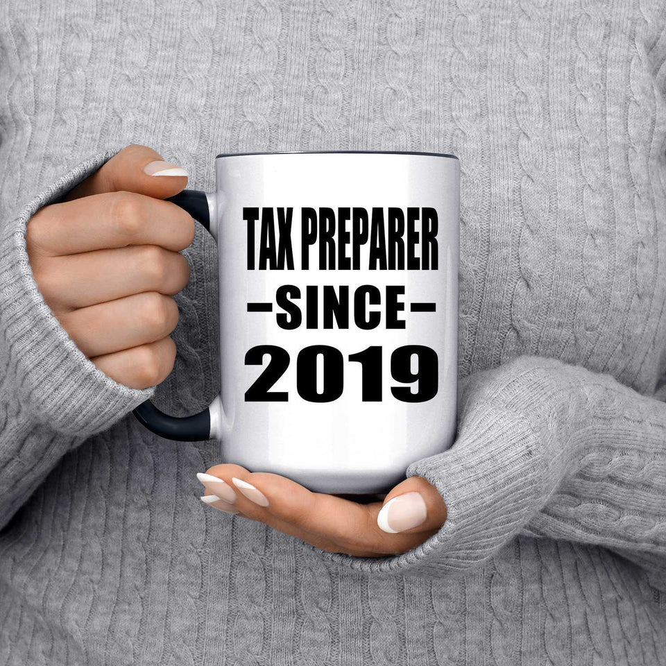 Tax Preparer Since 2019 - 15oz Accent Mug Black