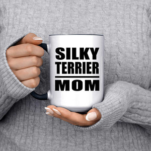 Silky Terrier Mom - 15oz Accent Mug Black