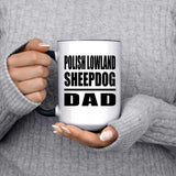 Polish Lowland Sheepdog Dad - 15oz Accent Mug Black