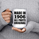118th Birthday Made in 1906 All Parts Original - 15oz Accent Mug Black